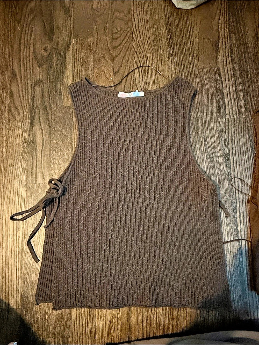 Free People Lizzie Rib Side Tie Sweater Tank Brown